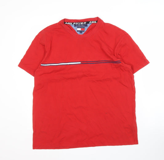 Tommy Hilfiger Men's Red Crew Neck Logo T-Shirt Size L