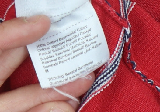 Brand and care label for ESPRIT Women's Red Striped jumper - L