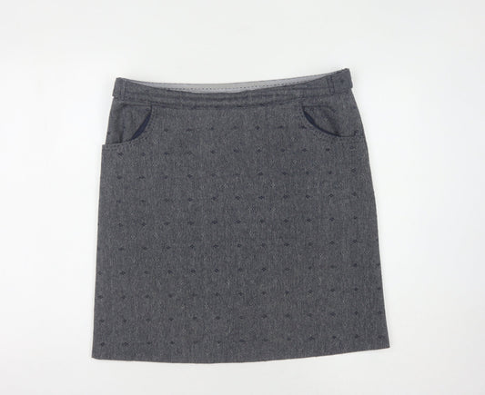 White Stuff Grey Wool Blend Women’s Knee Length Skirt