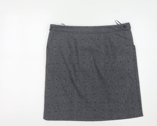 White Stuff Grey Wool Blend Women’s Knee Length Skirt