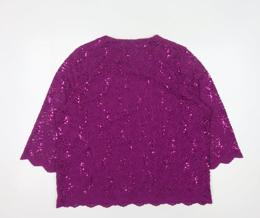 Eastex Women's Purple Sequin Lace Blouse, Size 20
