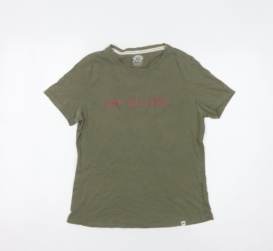 Womens UK Size 8 Animal Green Cotton T-Shirt