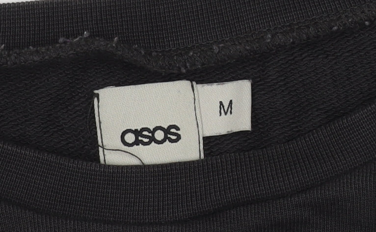 Close-up detail of ASOS Men's Black Graphic Pullover Sweatshirt Medium