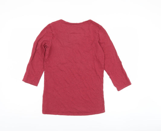 FatFace Women's Red Basic 3/4 Sleeve T-Shirt Size 10