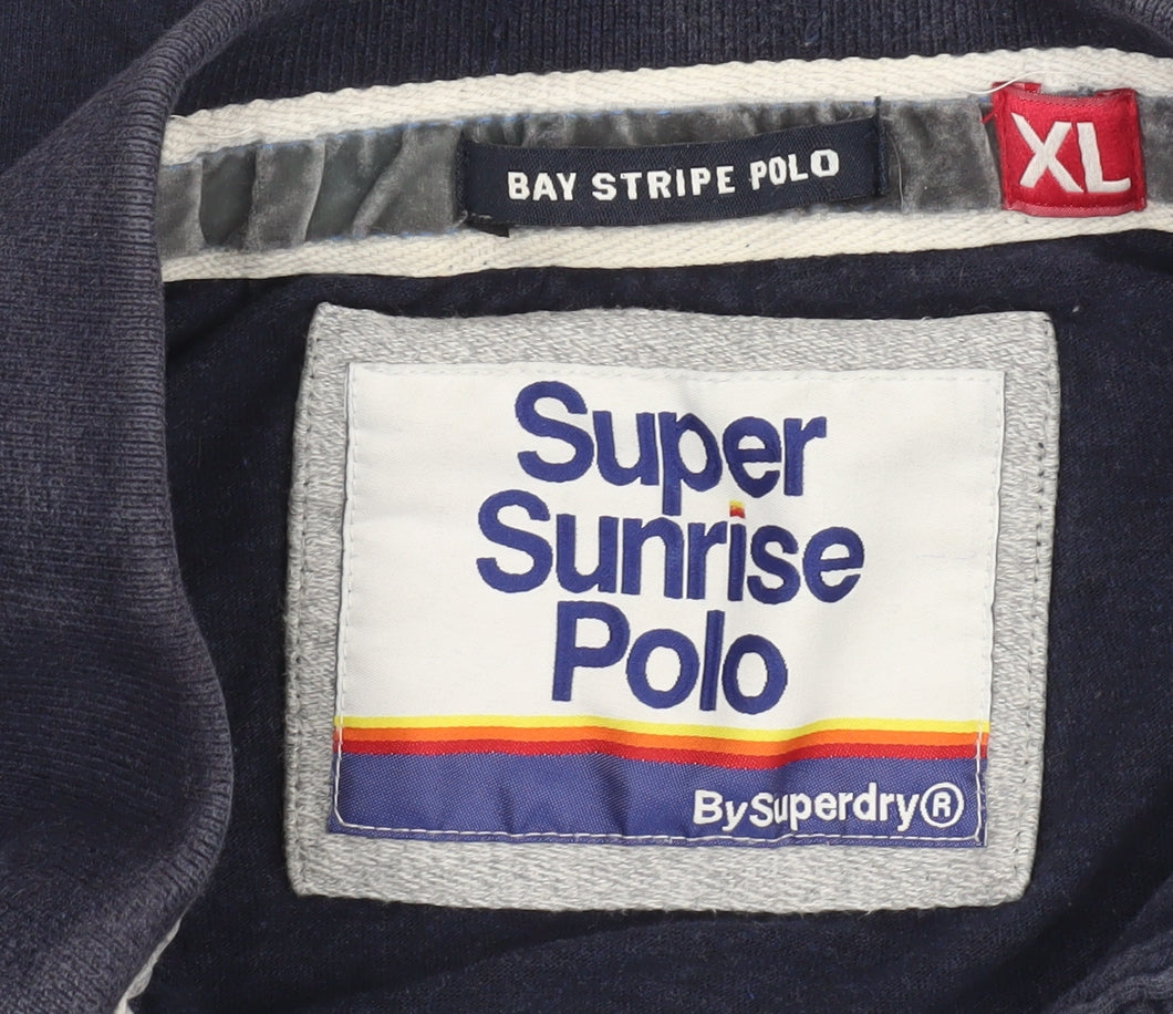 Superdry Men's XL Blue Striped Polo Shirt