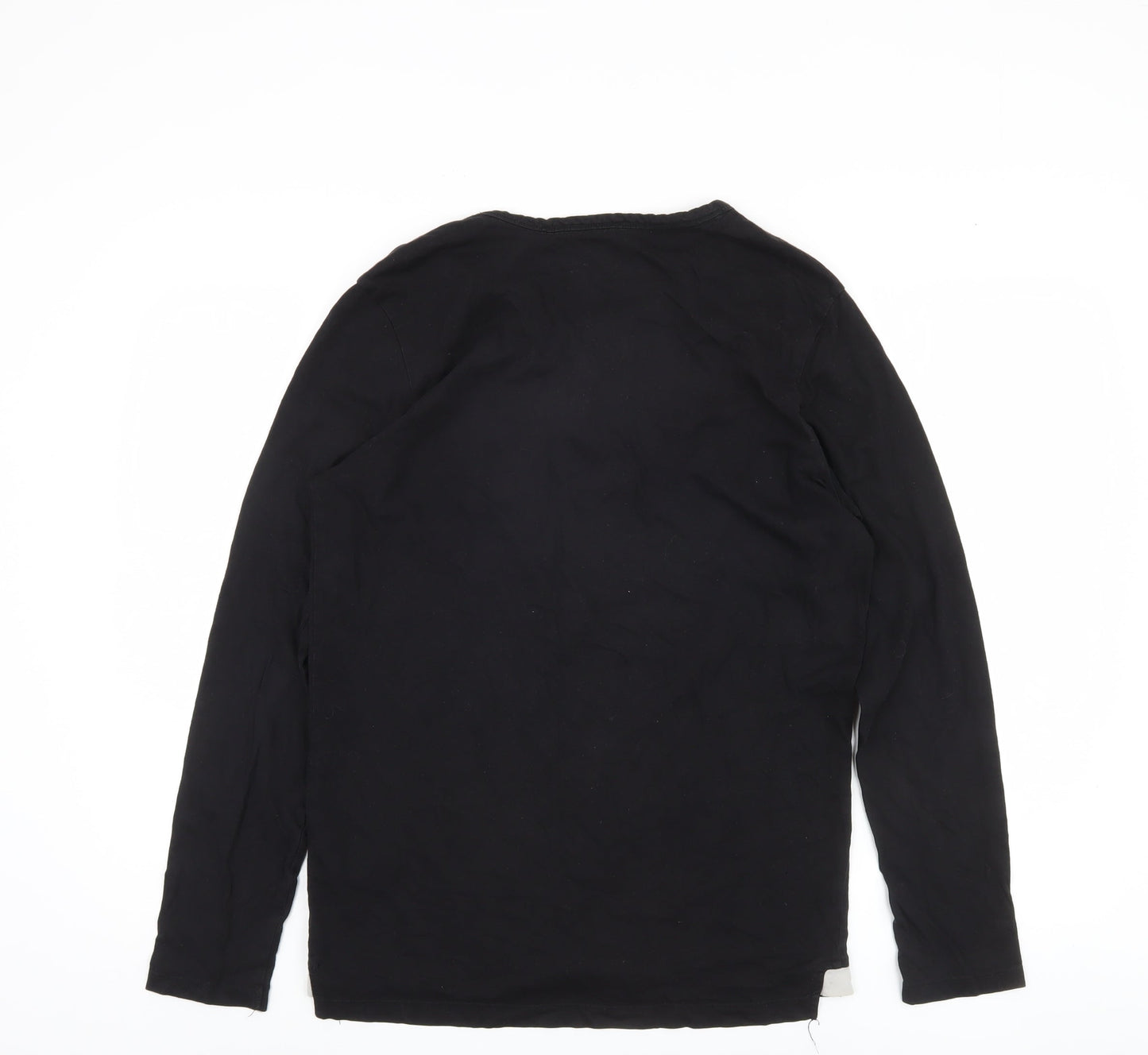 Jack & Jones Men's Black Henley Long Sleeve T-Shirt M