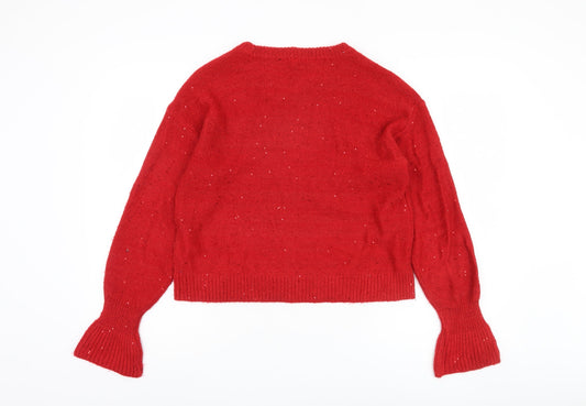 DKNY Women's Red Pullover Jumper, Size S, Crew Neck Knit