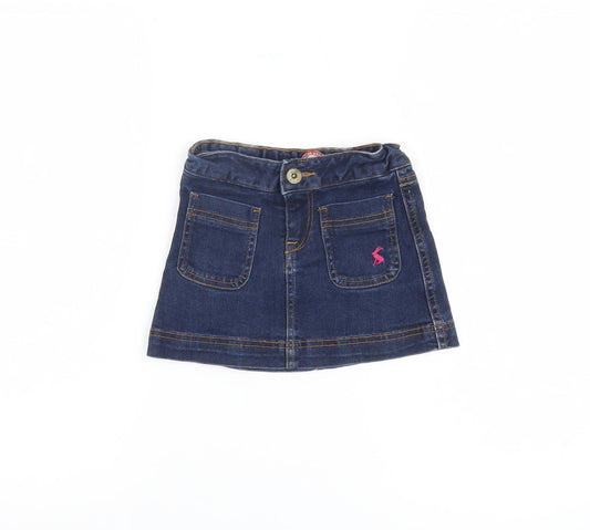 Joules Girls Blue Denim Mini Skirt - Size 4 Years