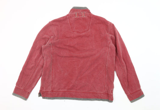 Fat Face Men's Red Henley Sweatshirt, Size L