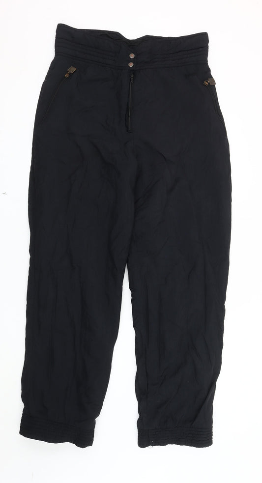 Additional front view of Rodeo women’s black nylon trousers, size UK 16