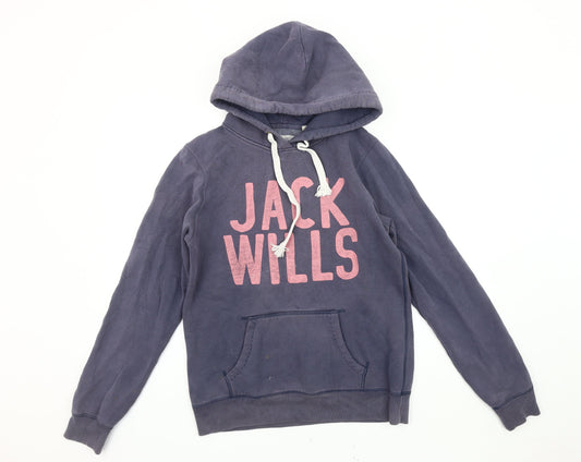 Womens UK 12 Regular Jack Wills Blue Pullover Hoodie