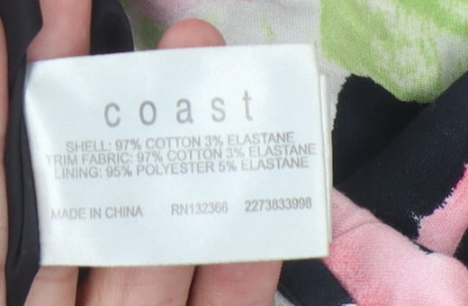 Brand and care label for Coast Floral Multicoloured Sleeveless Top, size 8