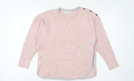 White Stuff Women’s Pink Cotton Wool Pullover Jumper Size 10