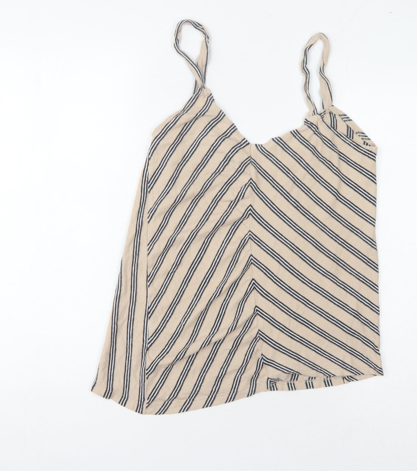 Pull&Bear Women's Beige Striped Camisole Tank - Size S