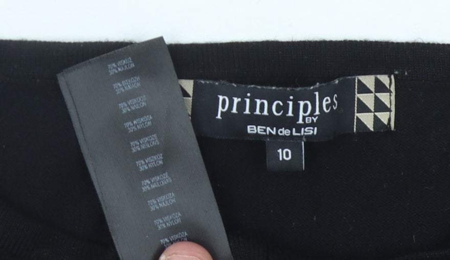 Close-up detail of Principles Black Sheath Dress, UK 10, Studded Accents, Casual