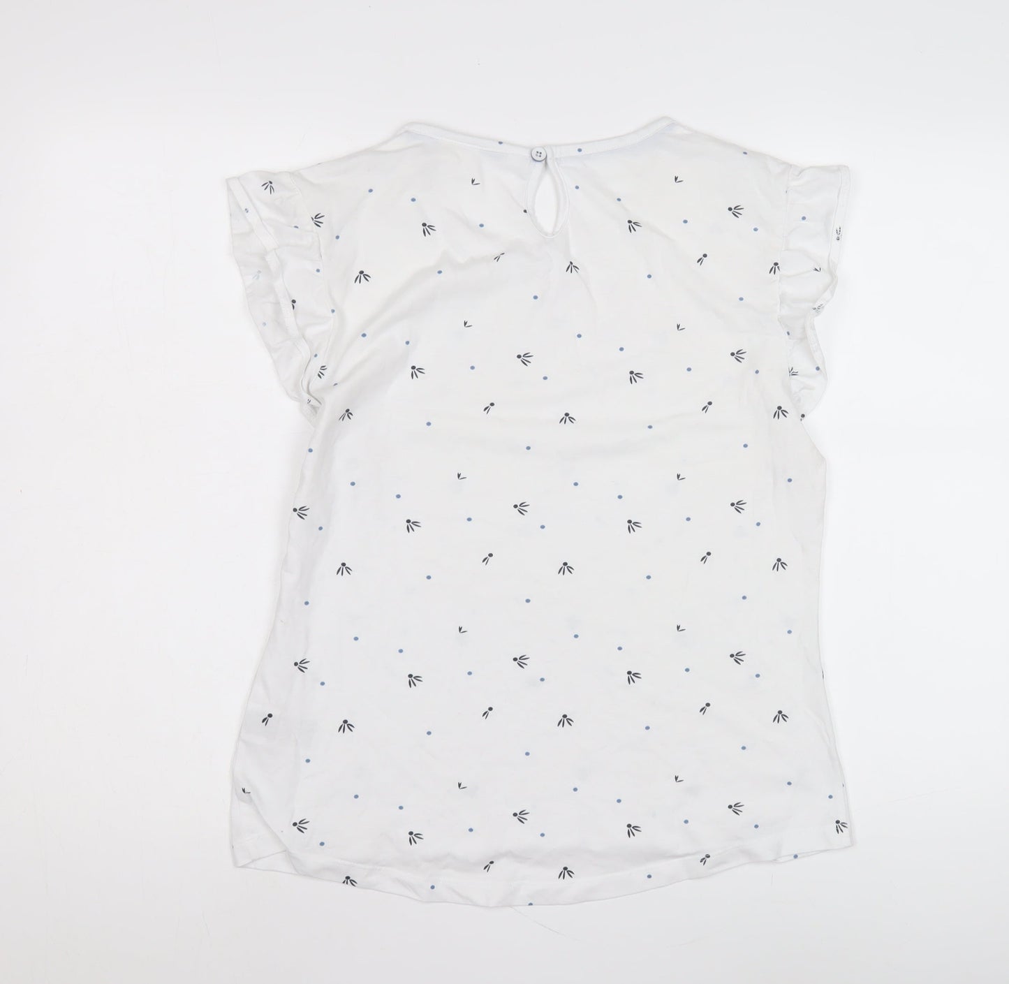 Trespass Women's White Floral T-Shirt L with Ruffle Sleeves