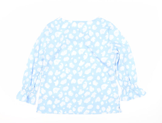 French Connection Women's Blue Animal Print Top, S