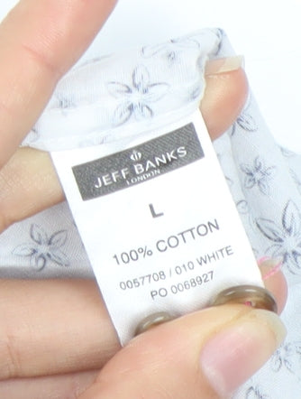 Jeff Banks Men's White Floral Dress Shirt L