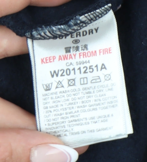 Superdry Women's Navy Hoodie, Size 12, Rhinestone Detail