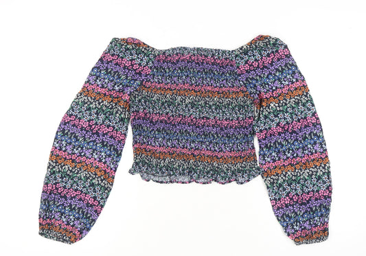 Marks and Spencer Girls Multicoloured Floral Blouse 12-13 Years