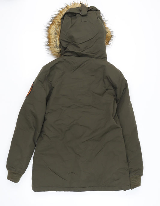 Superdry Unisex Green Parka Jacket S Waterproof