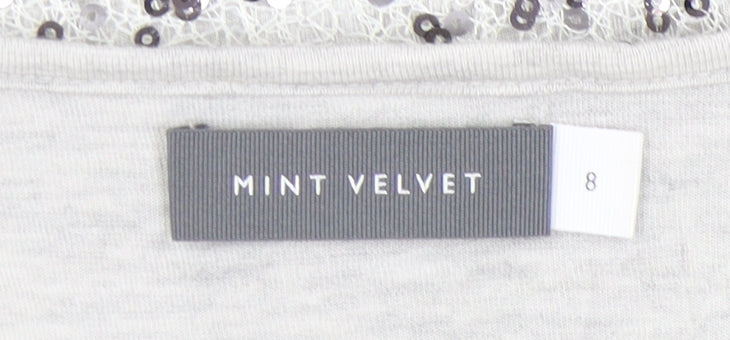 Mint Velvet Women's Grey Sequin Scoop Neck T-Shirt
