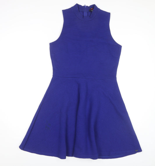 Superdry Women's Blue Fit & Flare Sleeveless Dress, M