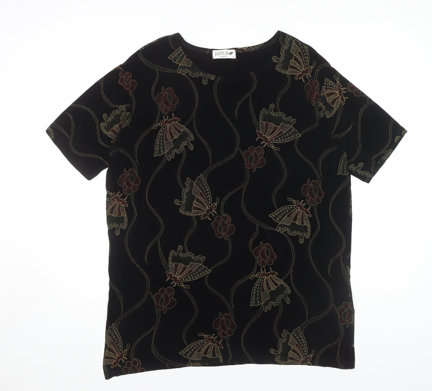 Jaipur Women's Black Velvet Embroidered Top L