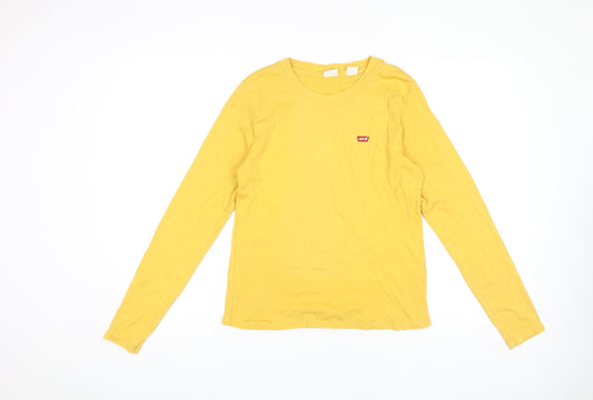 Levi's Yellow Crew Neck Long Sleeve T-Shirt, Size L