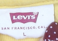 Levi's Yellow Crew Neck Long Sleeve T-Shirt, Size L