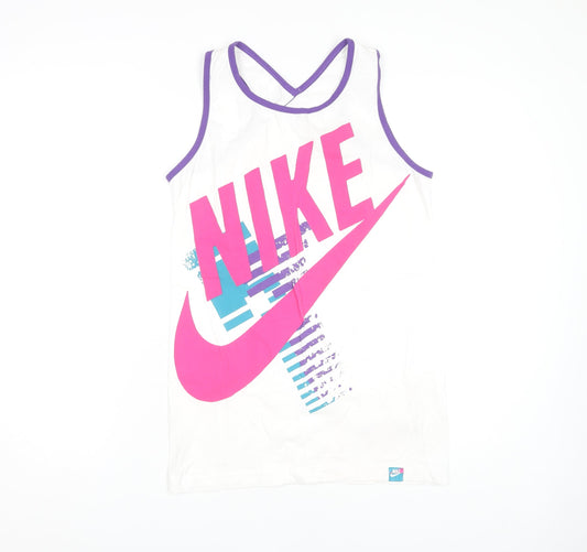 Nike Teens White Tank Top, Size 12, Cotton Blend