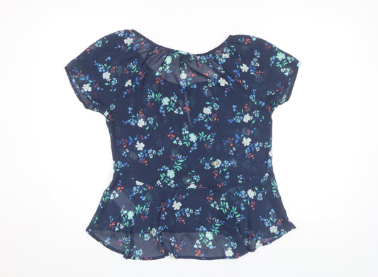 Hollister Women's Blue Floral Tunic Blouse S