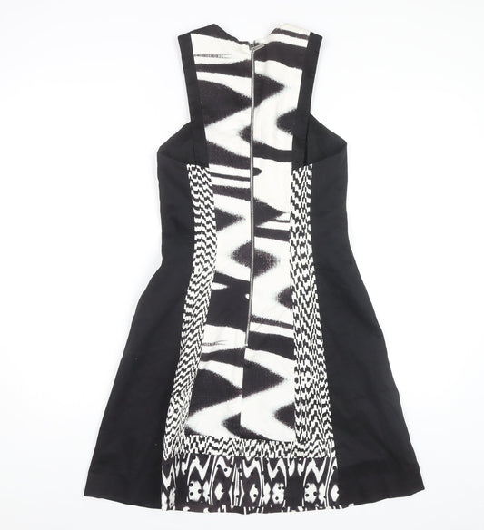 Karen Millen Women's Black & White A-Line Dress - Size 10