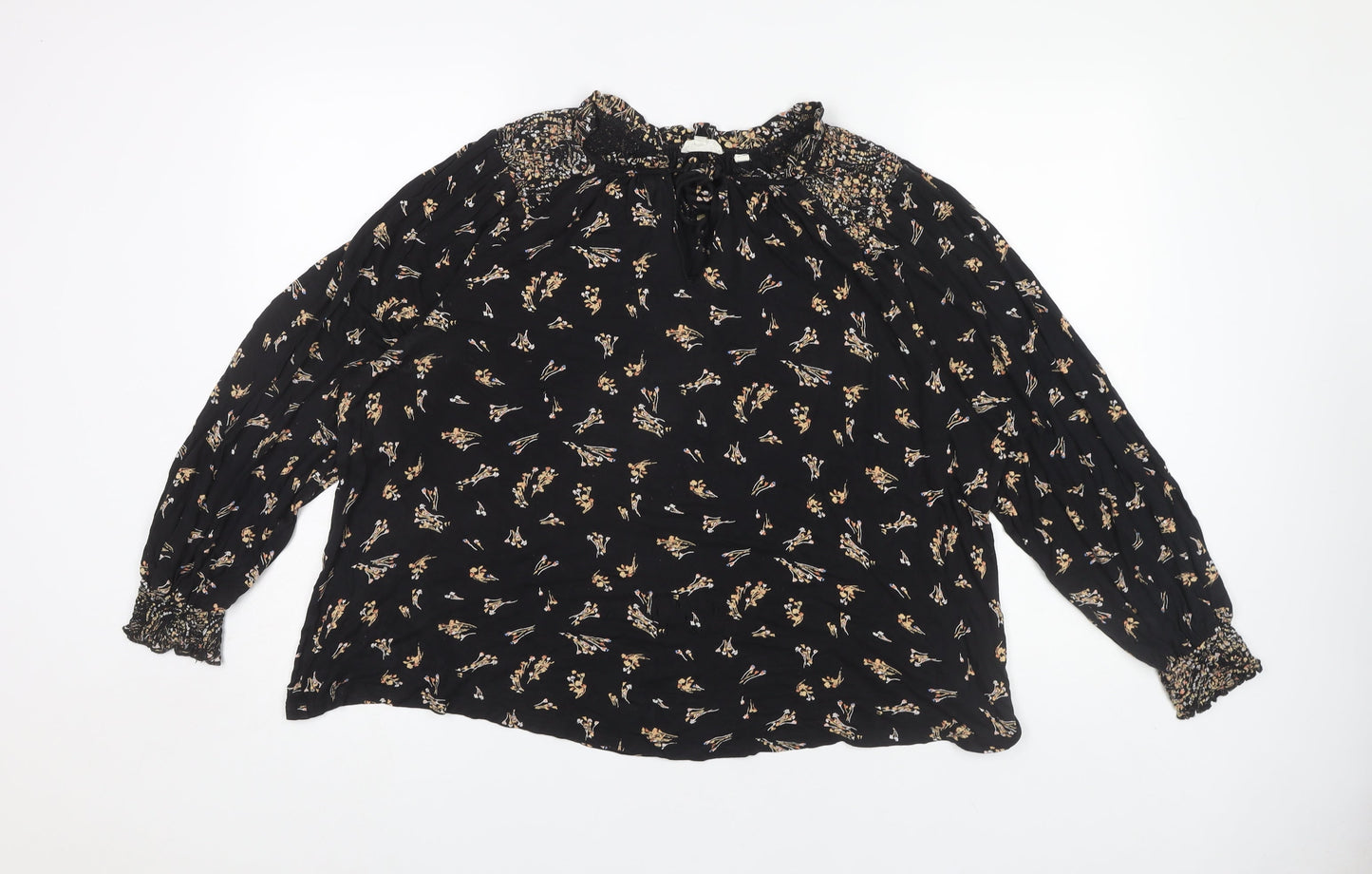 Fat Face Women's Black 14 Floral Blouse