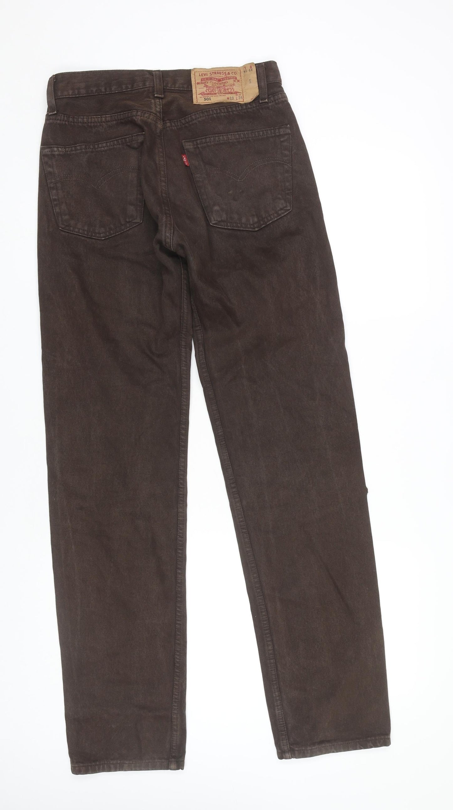 Levi's Men's Brown Jeans 29W 34L Denim 501