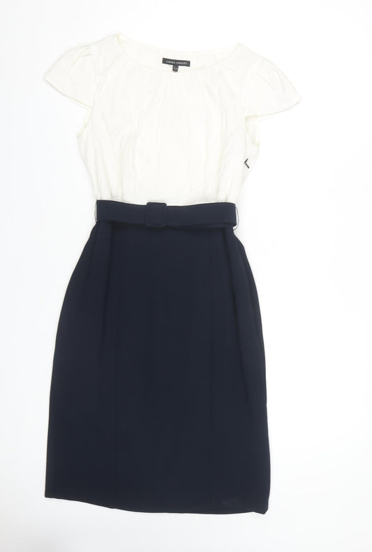 Laura Ashley Women's Black White Pencil Dress Size 8