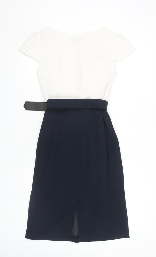 Laura Ashley Women's Black White Pencil Dress Size 8