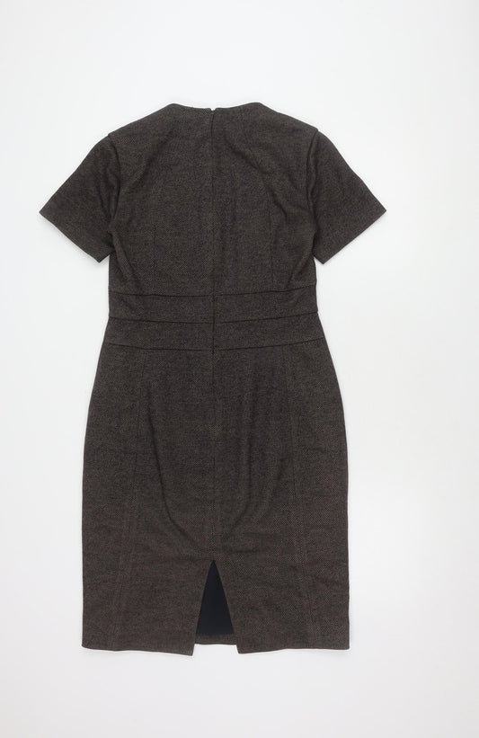 Hobbs Women's Sheath Dress, Brown Herringbone, Size 10, Classic Business