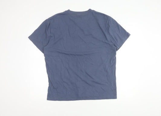 Hollister Men's Blue Crew Neck Relaxed Fit T-Shirt L