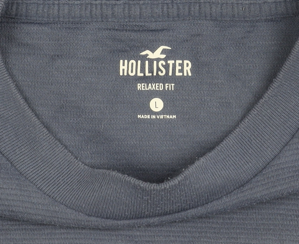 Hollister Men's Blue Crew Neck Relaxed Fit T-Shirt L