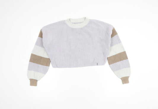 Hollister Women's Multicoloured Striped Pullover Jumper - Size S