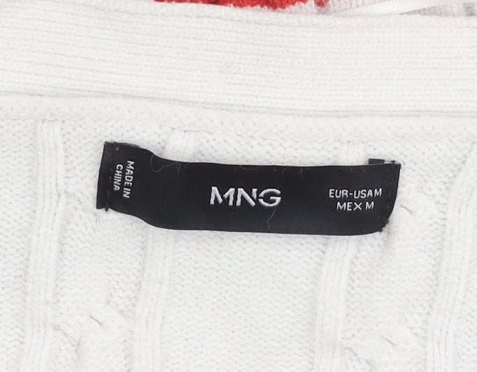 MNG Women's White Striped Cardigan Size 12