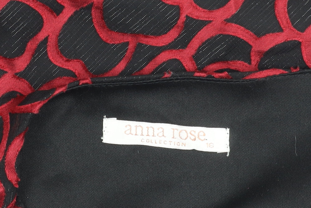 Brand and care label for Anna Rose Women's Red & Black Top, size 16