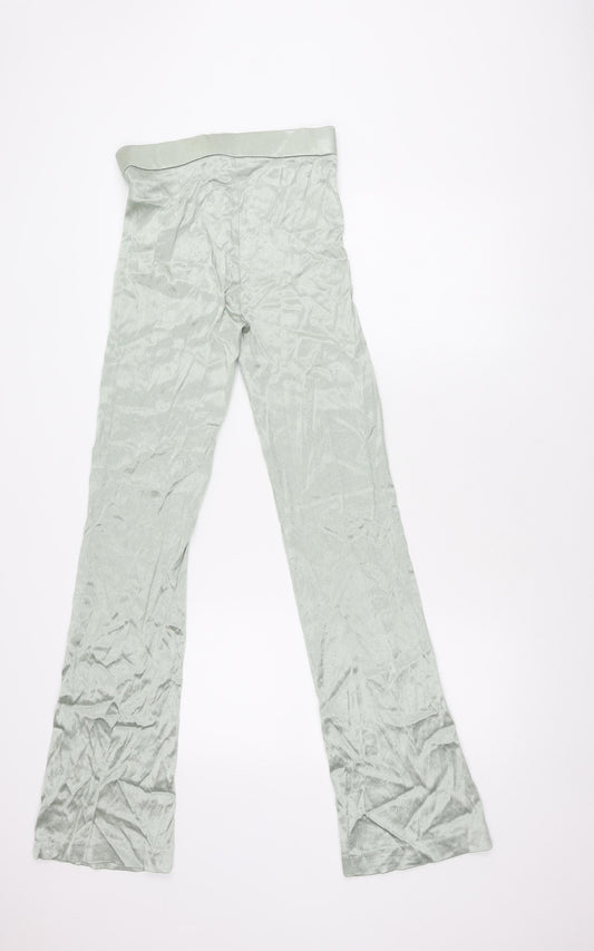 Zara Women's Green Flared Trousers, Size S, Viscose Blend