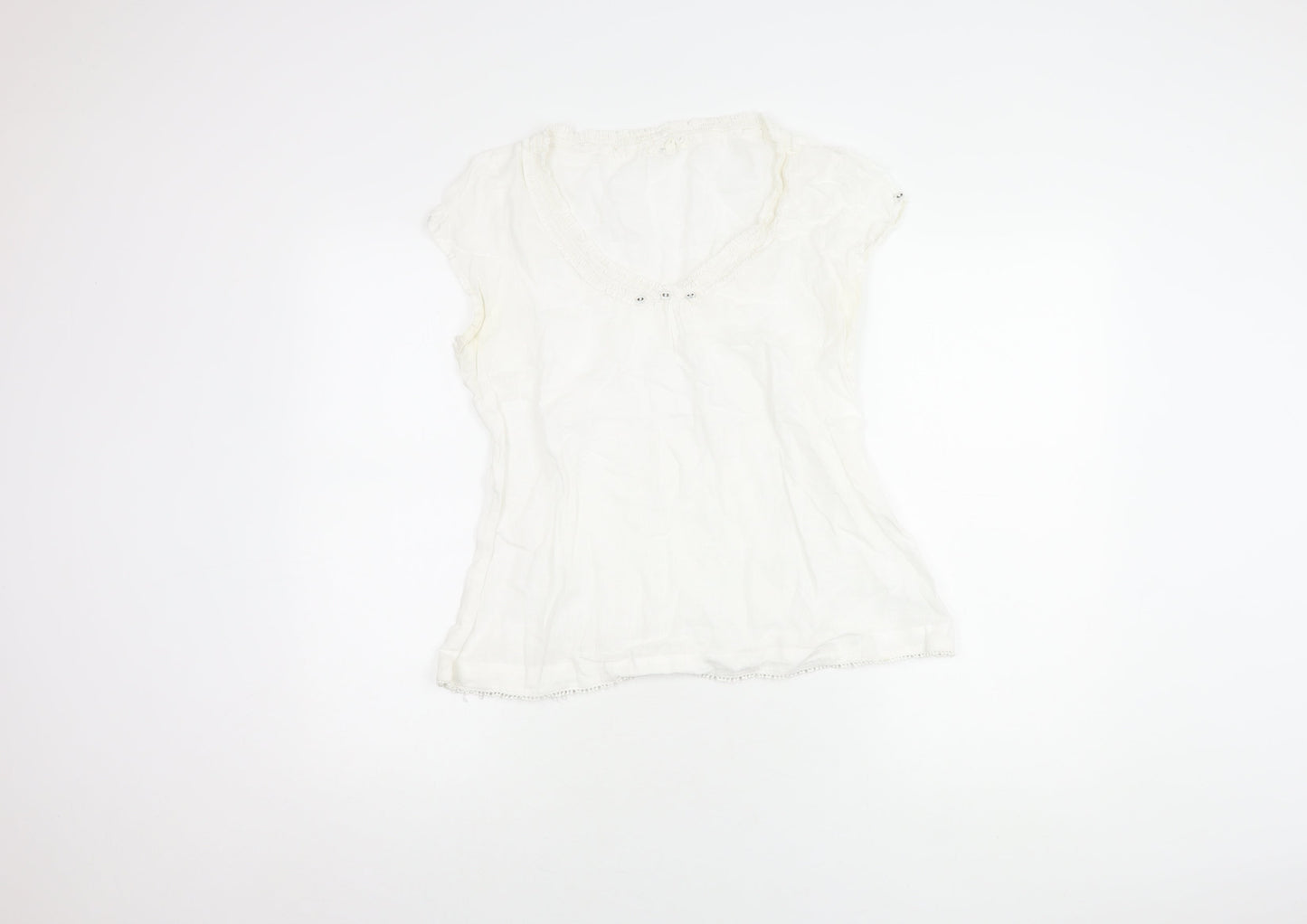 White Stuff Women's White Linen Cap Sleeve Top