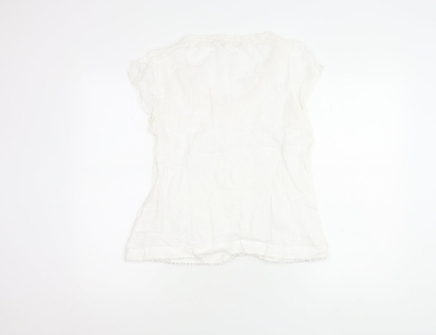 White Stuff Women's White Linen Cap Sleeve Top