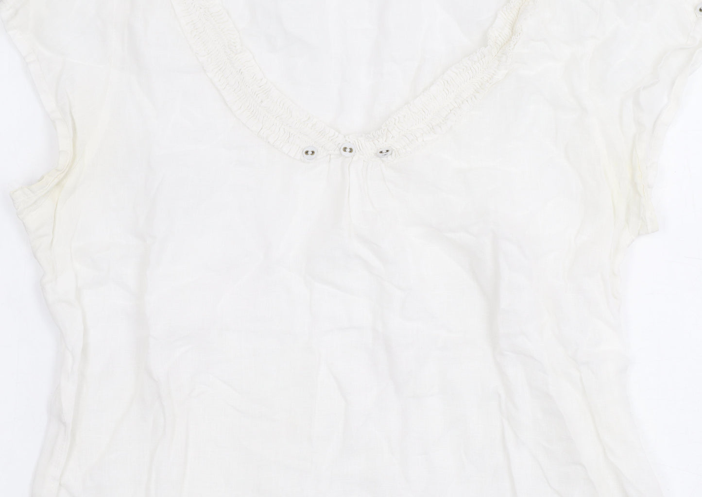 White Stuff Women's White Linen Cap Sleeve Top