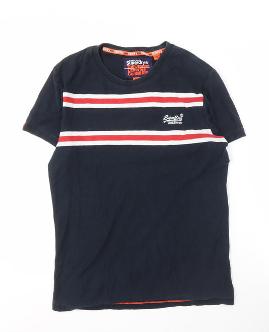 Mens UK Size S Superdry Blue Cotton T-Shirt