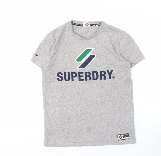 Mens UK Size S Superdry Grey Cotton Blend T-Shirt