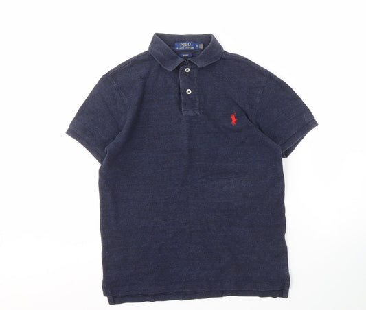 Ralph Lauren Men's Blue Slim Fit Polo Shirt, M, Logo Accent